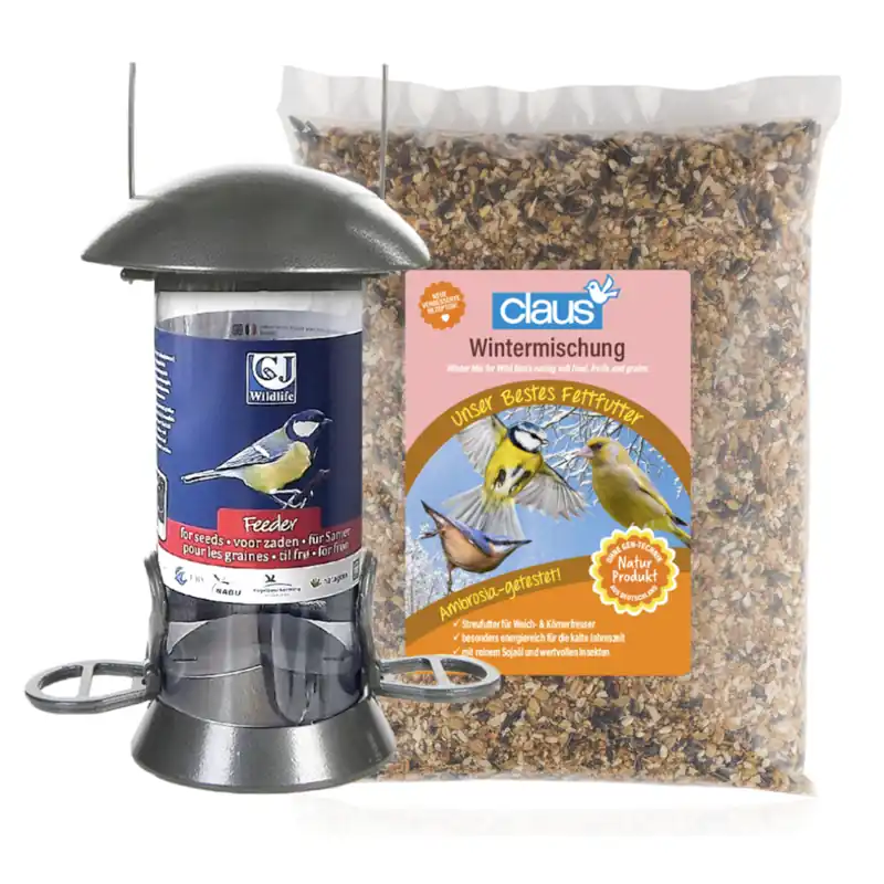 Claus Set Wintermischung 1,0 kg + Futtersäule Abverkauf