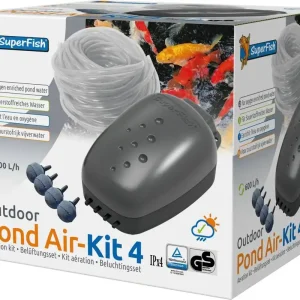 Belüftungsset Sauerstoff Pumpen Set speziell für Teiche mit 1 - 4 Ausgängen Pond Air Kit 1 Ausgang - 96l/h 2W Preis Gesenkt