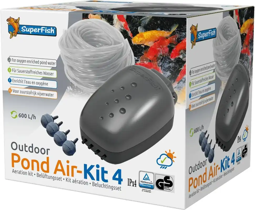 Belüftungsset Sauerstoff Pumpen Set speziell für Teiche mit 1 - 4 Ausgängen Pond Air Kit 1 Ausgang - 96l/h 2W Preis Gesenkt