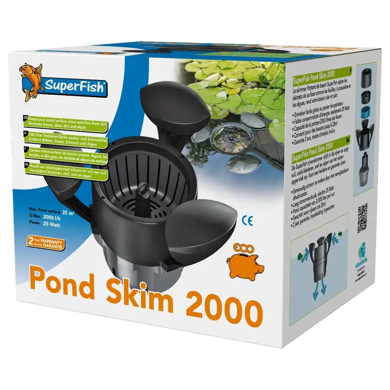 Markenware Pond Skim Abschäumer - Treibender Skimmer der Schmutz aufsaugt Pond Skim 2000 für Teiche bis 25m²