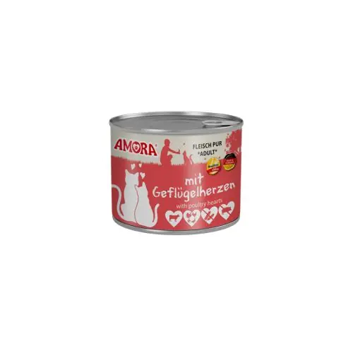 Echt Amora Cat Dose Fleisch Pur mit Geflügelherzen 200g