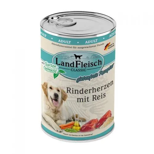 Landfleisch Dog Classic Rinderherzen mit Reis & Gartengemüse 400g Versand Am Gleichen Tag