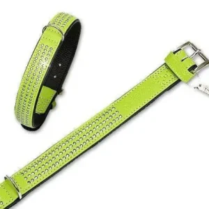 Abverkauf Karlie VINTAGE Strass Halsband 3-reihig - Kiwi 30 mm. 55 cm