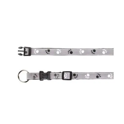 Trixie Halsband Silver Reflect - Pfotenmotiv 30-45cm / 15mm Preis Gesenkt