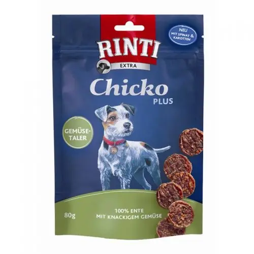 Abverkauf Rinti Extra Chicko Plus Gemüsetaler mit Ente 80g
