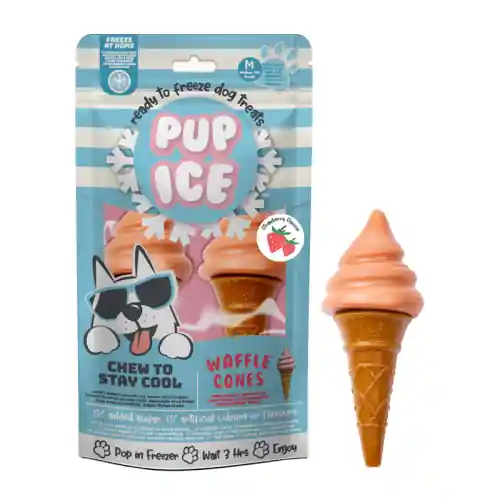 Pup Ice Waffle Cones Strawberry M - 2 Stück Preis Gesenkt
