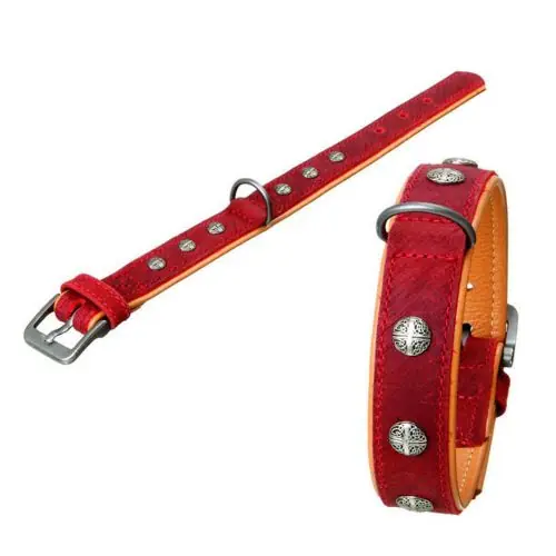 Karlie BUFFALO ORIENTAL Halsband - Dunkelrot/Natur 30 mm / 40 cm Highlight