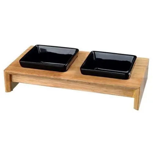 Letzte Chance Trixie Napf-Set Keramik/Holz 2 x 0.2 l