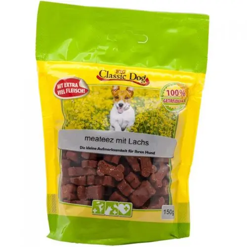Neue Ware Classic Dog Snack meateez mit Lachs 150g