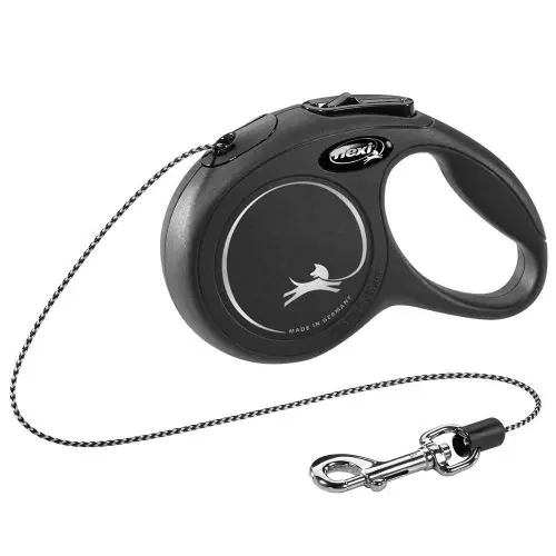 Abverkauf FLEXI Rollleine New CLASSIC Seil - 3m, bis 8kg Schwarz Schwarz