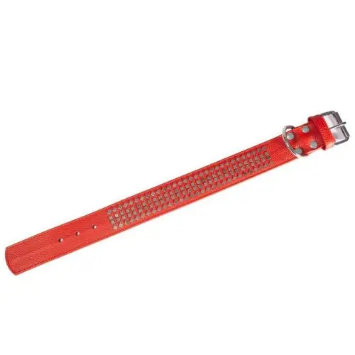Karlie Vintage Halsband mit 4eck-Nieten 50mm - Rot 60cm / 50mm 50cm / 50mm Sonderaktion