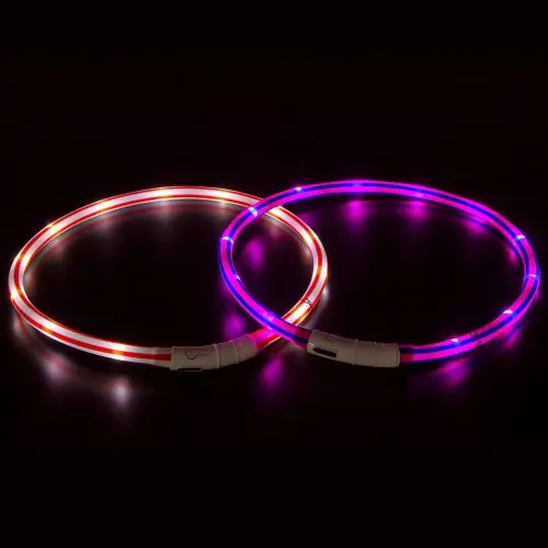 Highlight Karlie Visio Light LED-Leuchtschlauch mit USB - Gestreift violett-pink rot-weiß