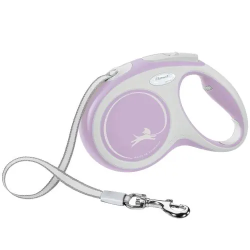 Solange Der Vorrat Reicht FLEXI Rollleine New COMFORT Gurt - 5m, bis 25kg rosa blau