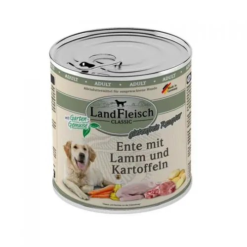 Geprüft Landfleisch Dog Classic Ente mit Lamm & Kartoffeln 800g 400g