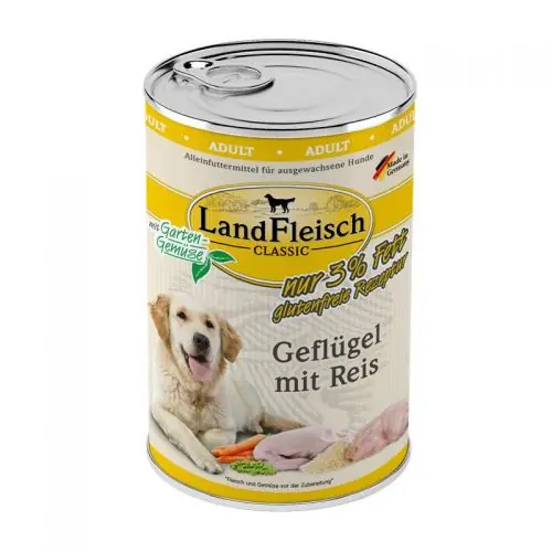 Landfleisch Dog Classic Geflügel mit Reis & Gartengemüse extra mager 400g 400g Günstig