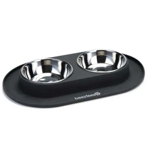 Beeztees Dinerset Silikon 2x300 ml / anthrazit 2x125 ml / grün Letzte Chance