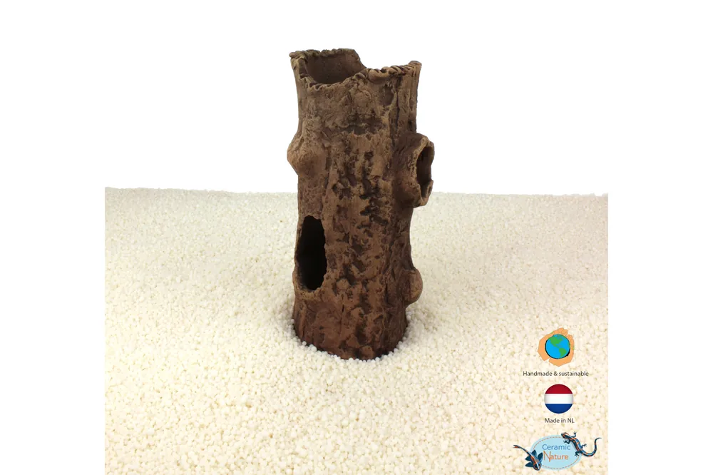 CeramicNature Log mit 1 Ast, Baumstamm-Höhle, ca. 14 × 6 × 6 cm Markenware