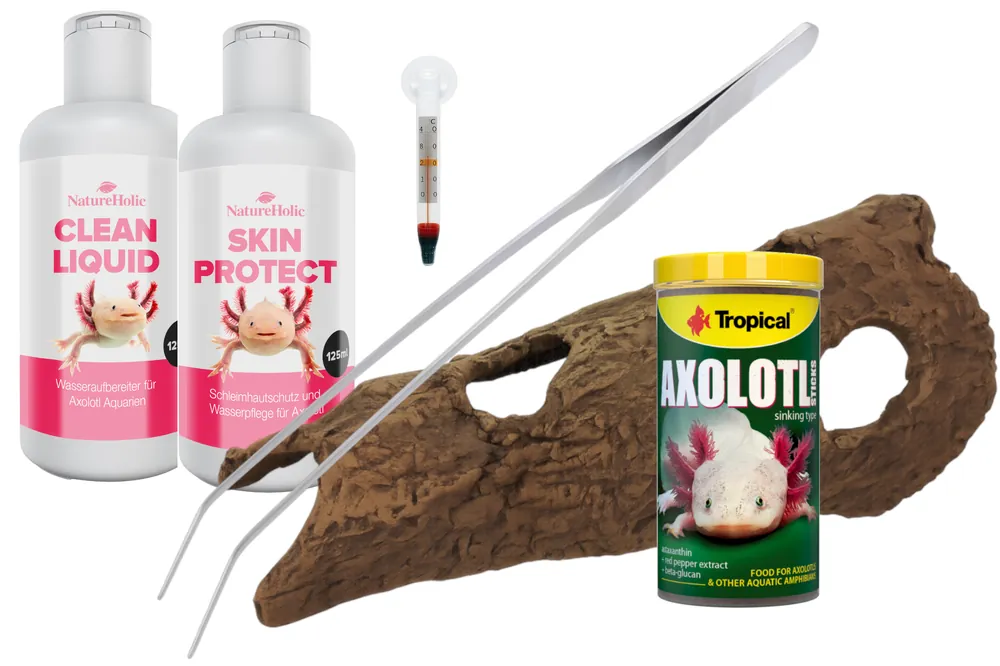 Axolotl Starter-Set: Hautschutz, Höhle & Futter Markenprodukt