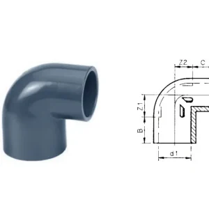 Zertifiziert PVC Reduzierwinkel 90° (10 Bar) 40 x 32 mm 40 x 32 mm