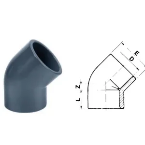 Highlight Winkel 45º - beidseitig Klebemuffe (16 Bar) Ø 20 mm Ø 10 mm