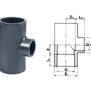 Neue Kollektion PVC T-Stück 90° reduziert (16 Bar) Ø 20 mm. T-Abzweig aufØ 12 mm