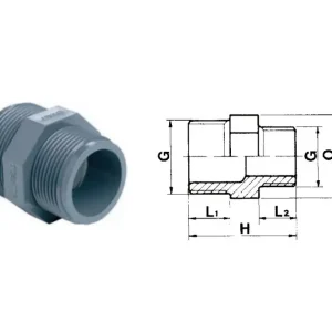Preis Gesenkt PVC Reduziernippel 2 x Außengewinde (16 Bar) - 2½ Zoll auf 2 Zoll ½Zoll auf 3/8 Zoll