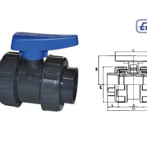 PVC Kugelhahn mit 2 Überwurf / Klebemuffe (16 Bar) Ø 63 mm Ø 25 mm Nur Heute