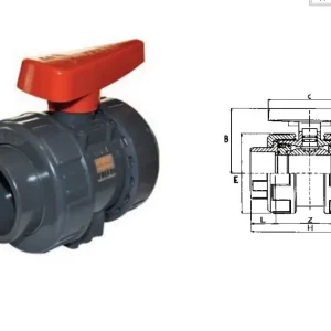 Neue Ware Industrie PVC Kugelhahn 2 x Überwurf / Klebemuffe (16 Bar) Ø 25 mm Ø 16 mm