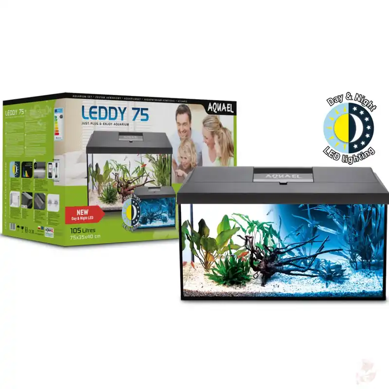 Aquael Aquarienset Leddy Day & Night 75 weiß - 75 x 35 x 40 cm, 105 Liter (2.0) Weiß Preisknaller