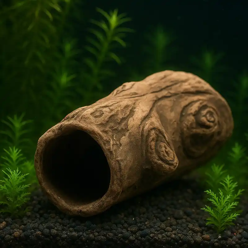 Aqua Nova Keramik-Wurzelhöhle klein (12x7 cm) | Perfektes Wels- & Krebsversteck in Baumstamm-Optik Geprüft