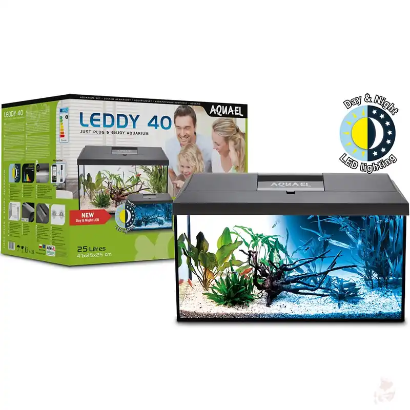 Aquael Aquarienset Leddy Day & Night 40 weiß - 41 x 25 x 25 cm, 25 Liter (2.0) Weiß Highlight