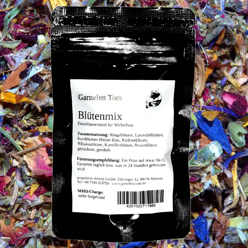 GT Blütenmix, gerebelt | 30 g Naturfutter für Garnelen 10 g Neuheit