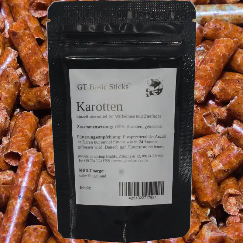 Wochenendangebot GT Futtersticks Karotte | Natürliches Farbfutter für Garnelen 50 g