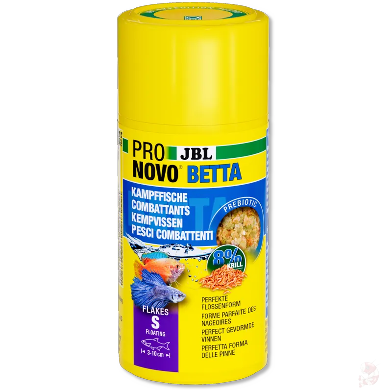 Neu JBL Pronovo Betta Flakes S, 100 ml | Prebiotisches Flockenfutter für Kampffische Frischebeutel. 20 ml