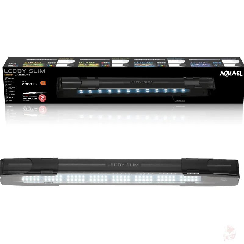 Aquael Leddy Slim Sunny 2.0 D&N 32W schwarz, Aufsetzlampe für 80 - 107 cm breite Aquarien Weiß Meistverkauft