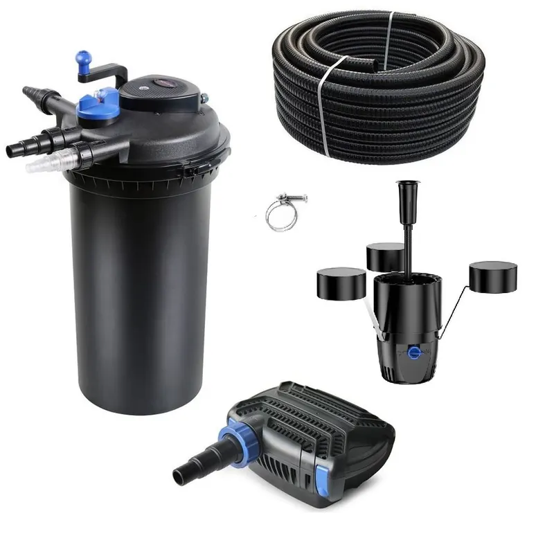 Druckteichfilter Set CPF 15000 mit 30W Eco Pumpe 10m Schlauch externer Skimmer Nr.30 Heißes Angebot