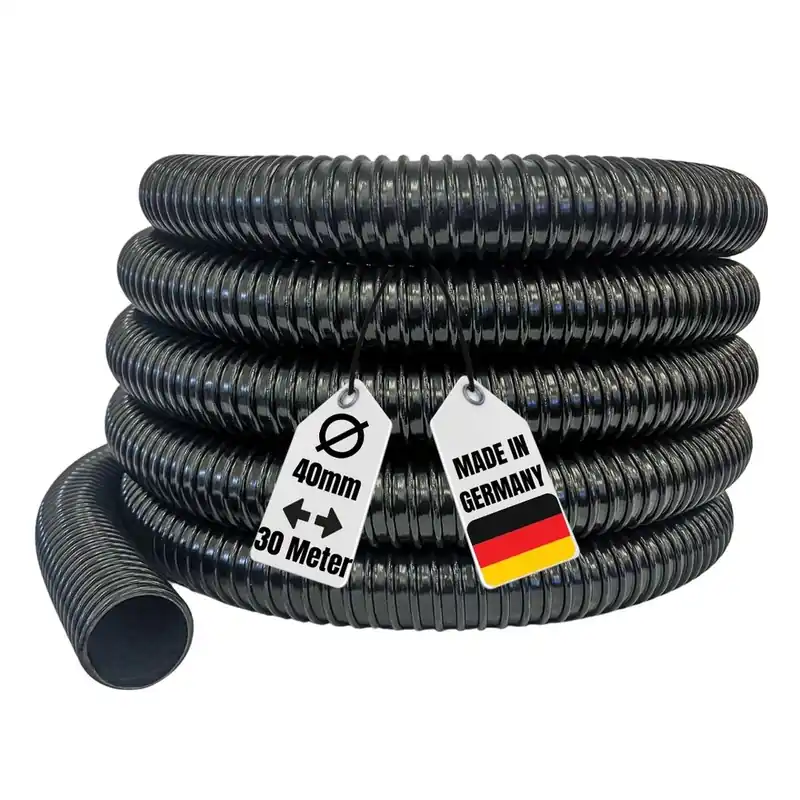 Teichschlauch 30 Meter Länge 40 mm 1 1/2" schwarz Top Qualität Spiralschlauch Preis Gesenkt