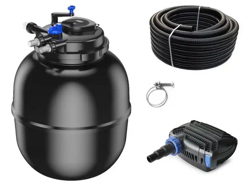 Druckteichfilter Set CPF 75000 mit 100W Eco Pumpe 10m Schlauch Nr.61 Preisreduziert