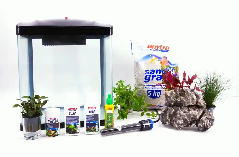 Rabatt HR-300 Schwarz Nano Aquarium – inkl. Dekoration