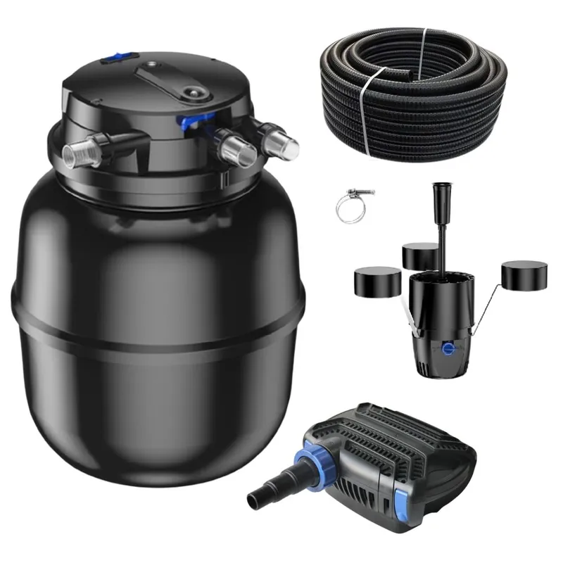 Druckteichfilter Set CPU 50000 mit 80W Eco Pumpe 10m Schlauch externer Skimmer Nr.58 Rabatt