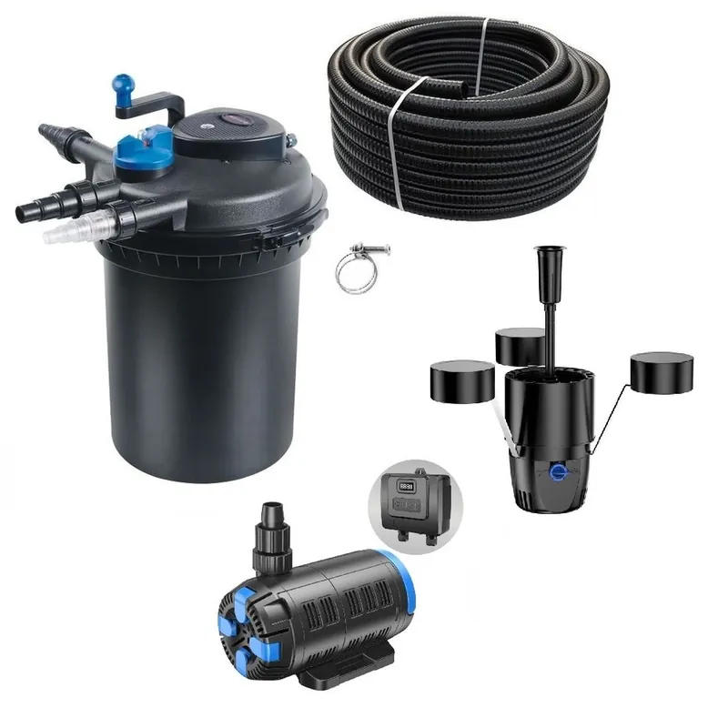 Preisknaller Druckteichfilter Set CPF 10000 regelbare Eco Pumpe 10m Schlauch externer Skimmer Nr.24