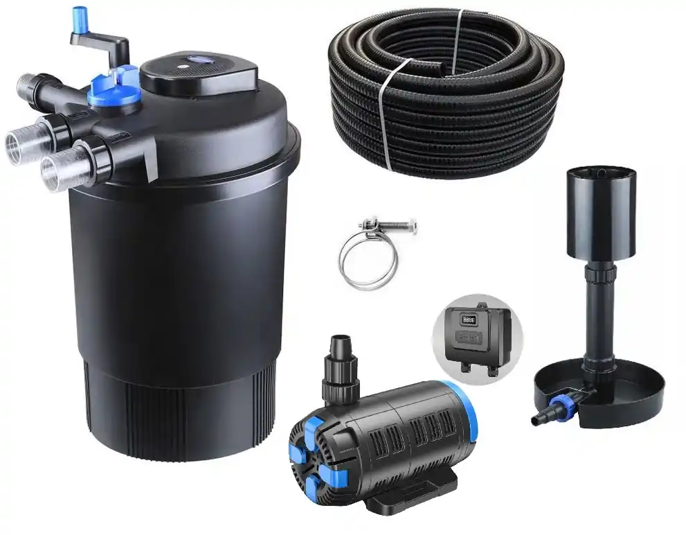 Druckteichfilter Set CPF 30000 regelbare Eco Pumpe 10m Schlauch Standskimmer Nr.48 Neu