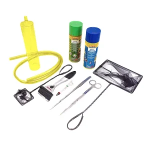 Aquarium Starter Set Kescher Pinzette Mulmglocke Scheibenreiniger Thermometer Sonderaktion