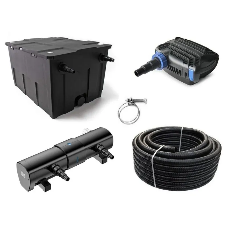 Angebot Kammerfilter Set CBF-550 30W Eco Pumpe Schlauch 72 Watt-UV-Klärer! bis 60.000l Nr.76