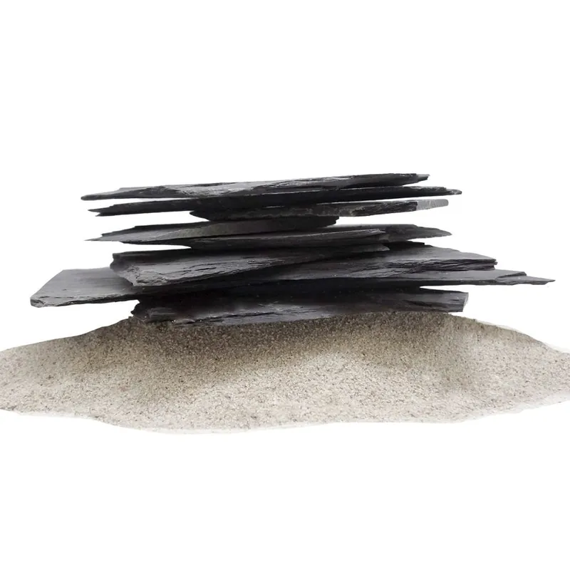Aquarium Natursteine Schieferplatten Deko schwarz-grau 1 Stück 1,4-2,0 kg Nr.50 Kracherpreis