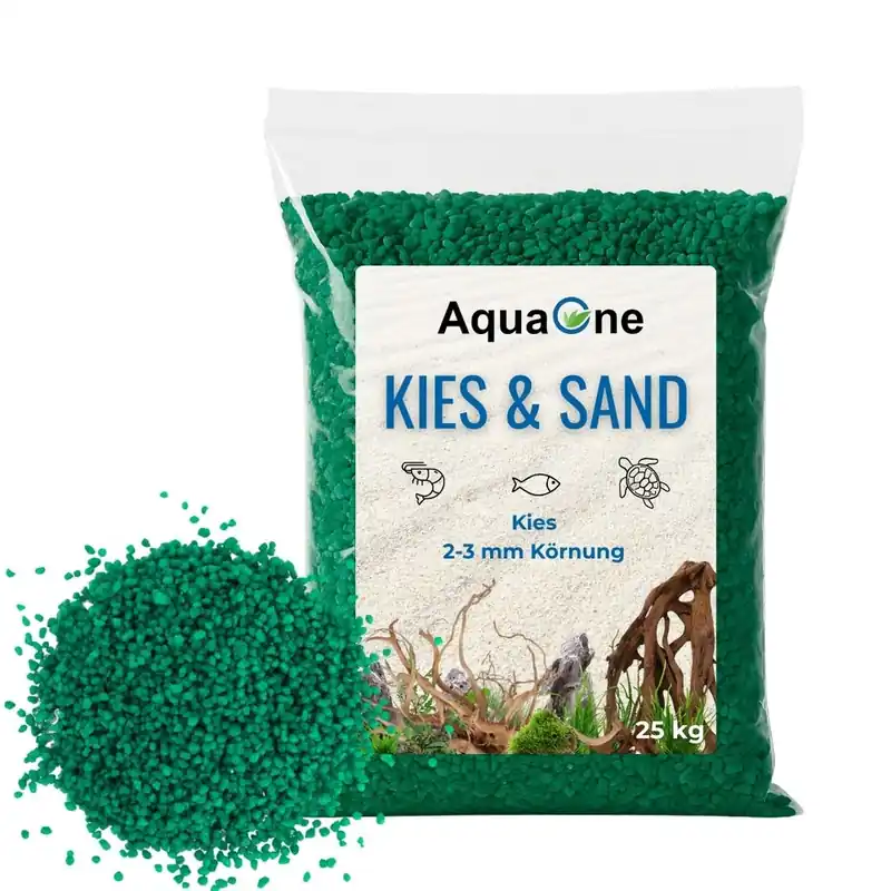 25 Kg grünen Quarzkies "Premium Qualität" 2-3 mm Bodengrund Aquarium Kies Rabatt