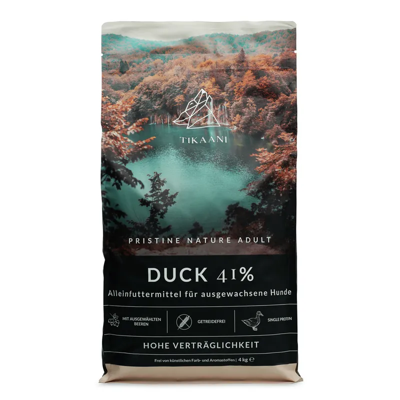TIKAANI Pristine Nature Adult Duck 4 Kilogramm Hundetrockenfutter Neuheit