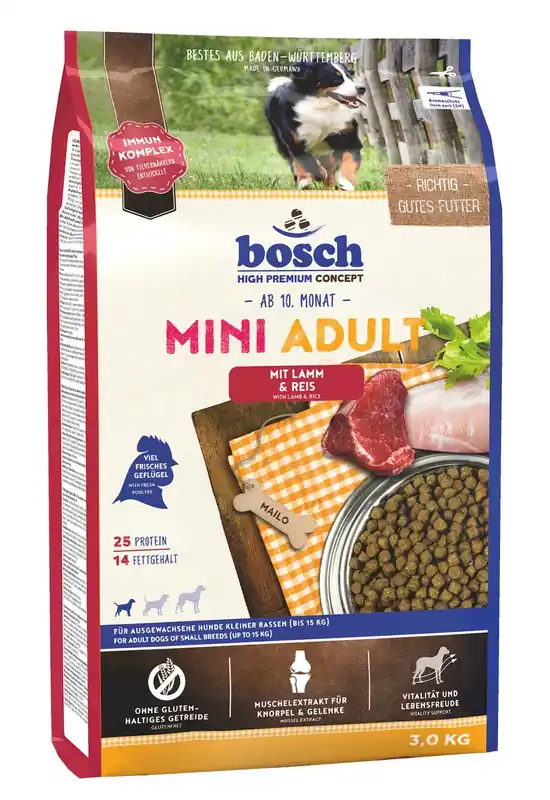 bosch Mini Adult Lamm & Reis 3kg Hundetrockenfutter Schneller Versand