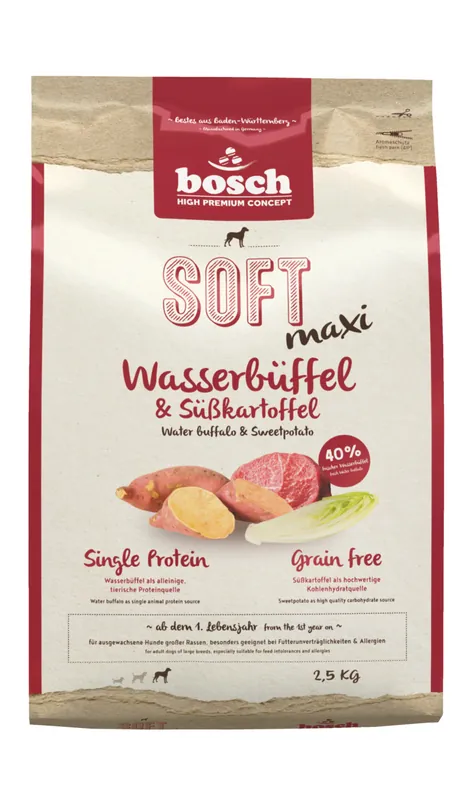 bosch SOFT Maxi Wasserbüffel & Süßkartoffel 2,5kg Hundetrockenfutter Finale Aktion
