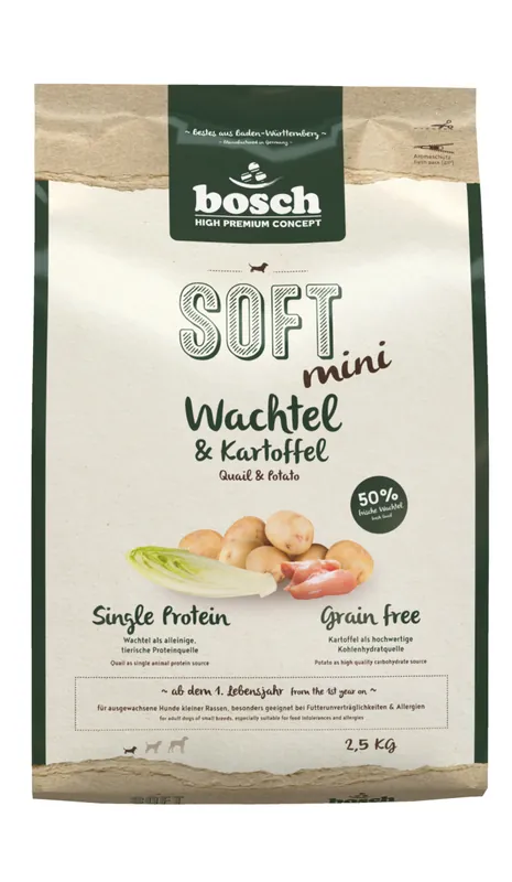 bosch SOFT Mini Wachtel & Kartoffel 2,5kg Hundetrockenfutter Top-Seller